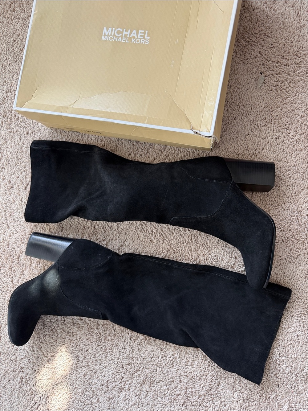 NIB Michael Kors Black Suede Over-the-Knee Block Heel Boots 8.5 orig.$165